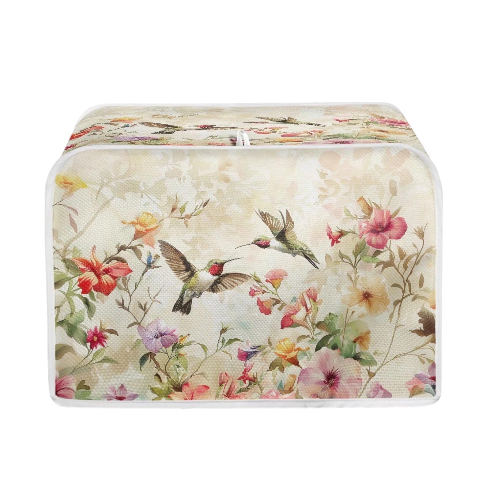 JEOCODY Toaster Cover Floral Hummingbird Small Appliance Toaster Cover for Kitchen Keep Toaster Free From Dust And Fingerprint Machine Washable
