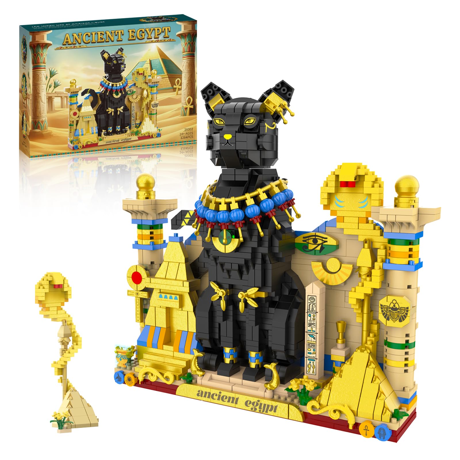 Egyptian Black Cat Micro Building Blocks Set,Animal Building set for Adults
