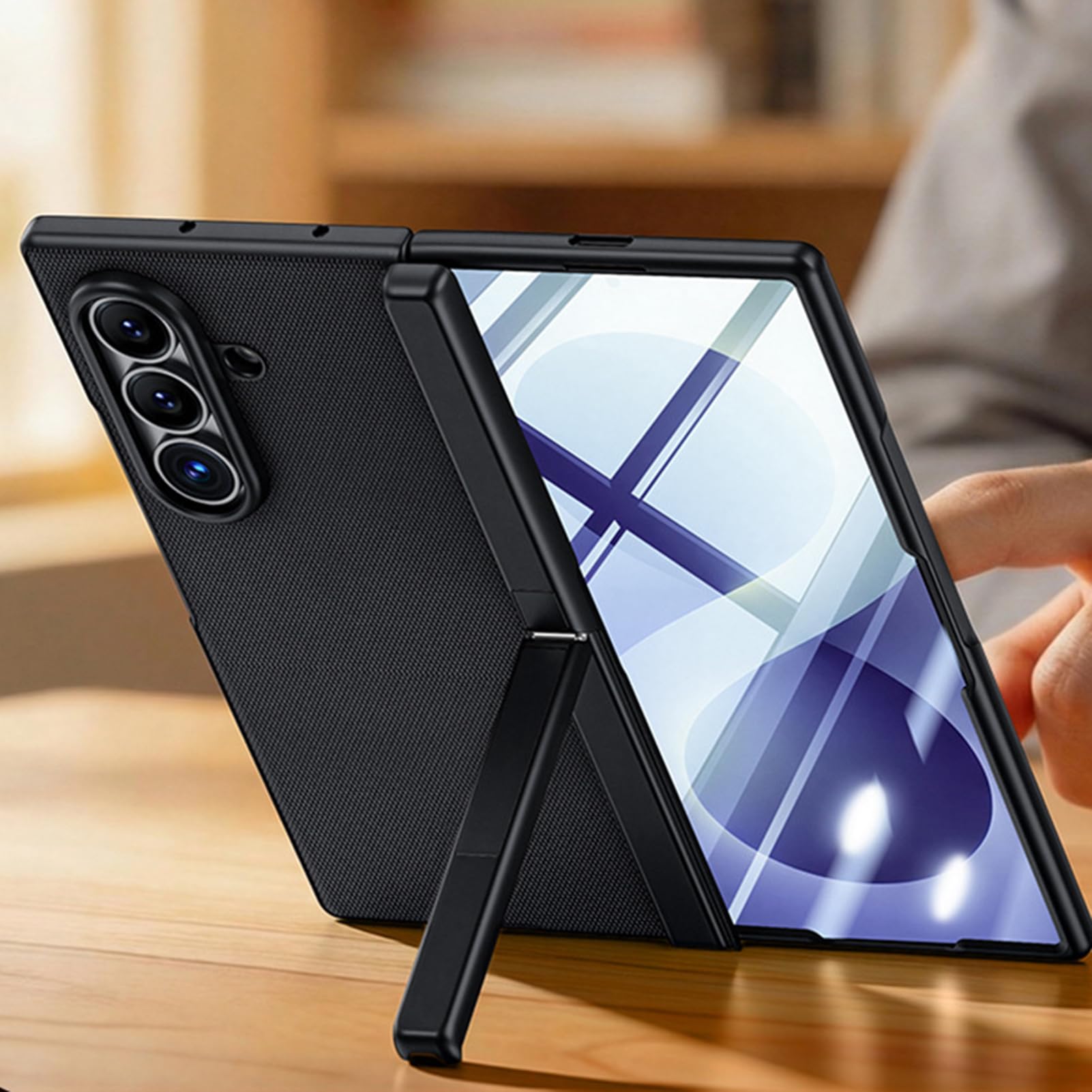 Galvanik Scharnier Lederhülle Für Samsung Galaxy Z Fold 8 Ultra | Mini Ständer Luxus Handyhüllen Rundum Bildschirmschutz Kratzfest Stoßfest Abdeckung