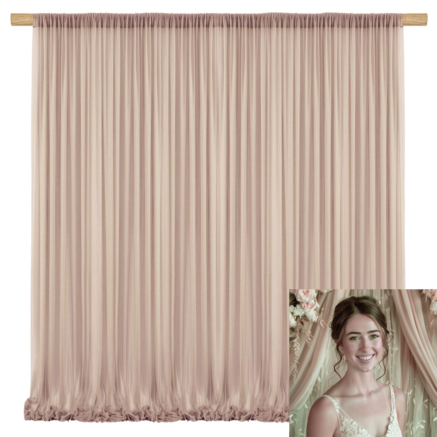 TOAOFY 20x10ft Brown Backdrop Curtain Light Brown Backdrop Drapes Brown Event Drapes Wedding Ceremony Party Home Window Decorations TAYSDJ107