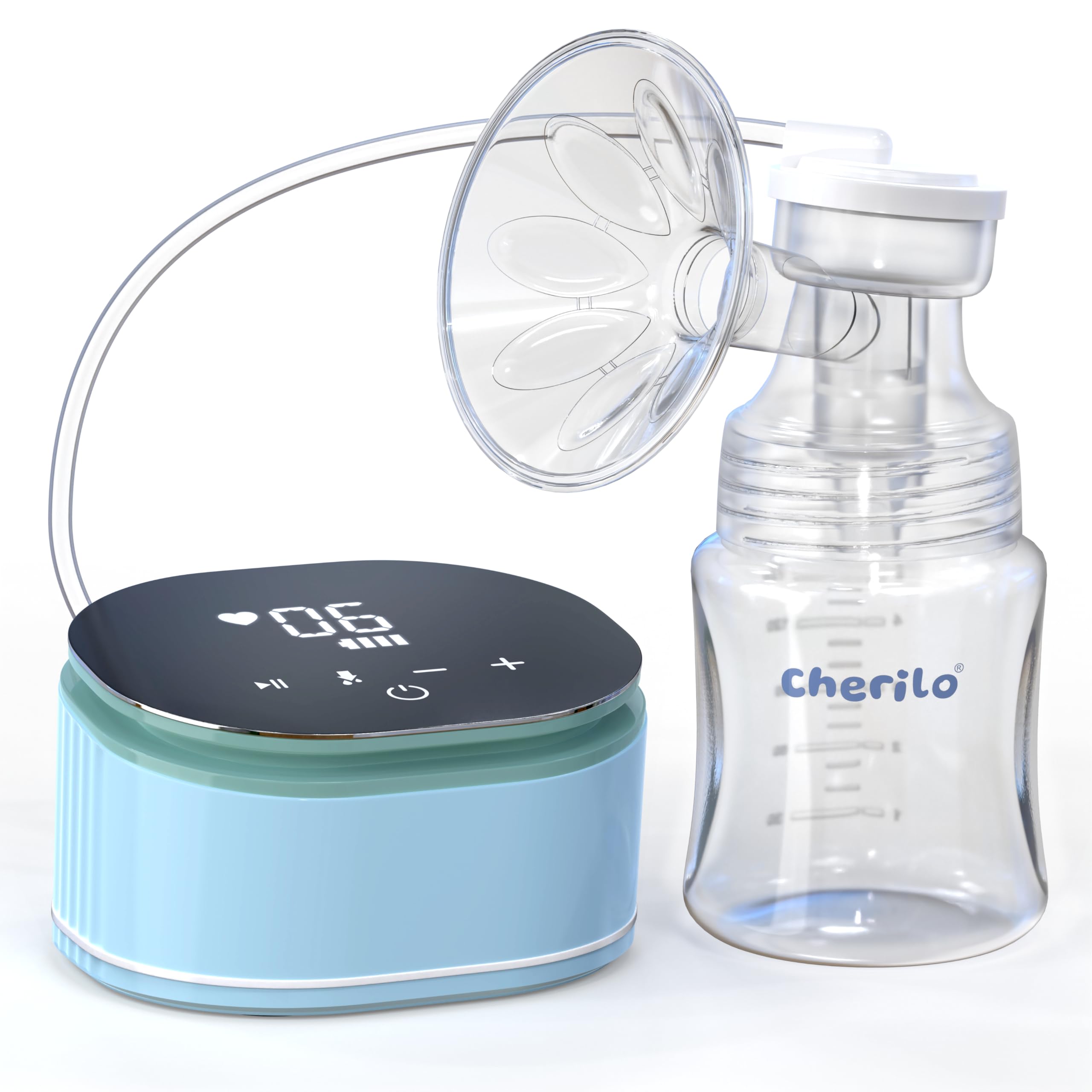 Cherilo Breast Pump Electrical, 2 Years Warranty, 4 Pumping Modes, 9 Intensity Levels, Digital Touch Screen, Smart Memory, Dual Power Mode - USB & Battery, 2 Free Breast Pads, Soft & Gentle, BPA Free