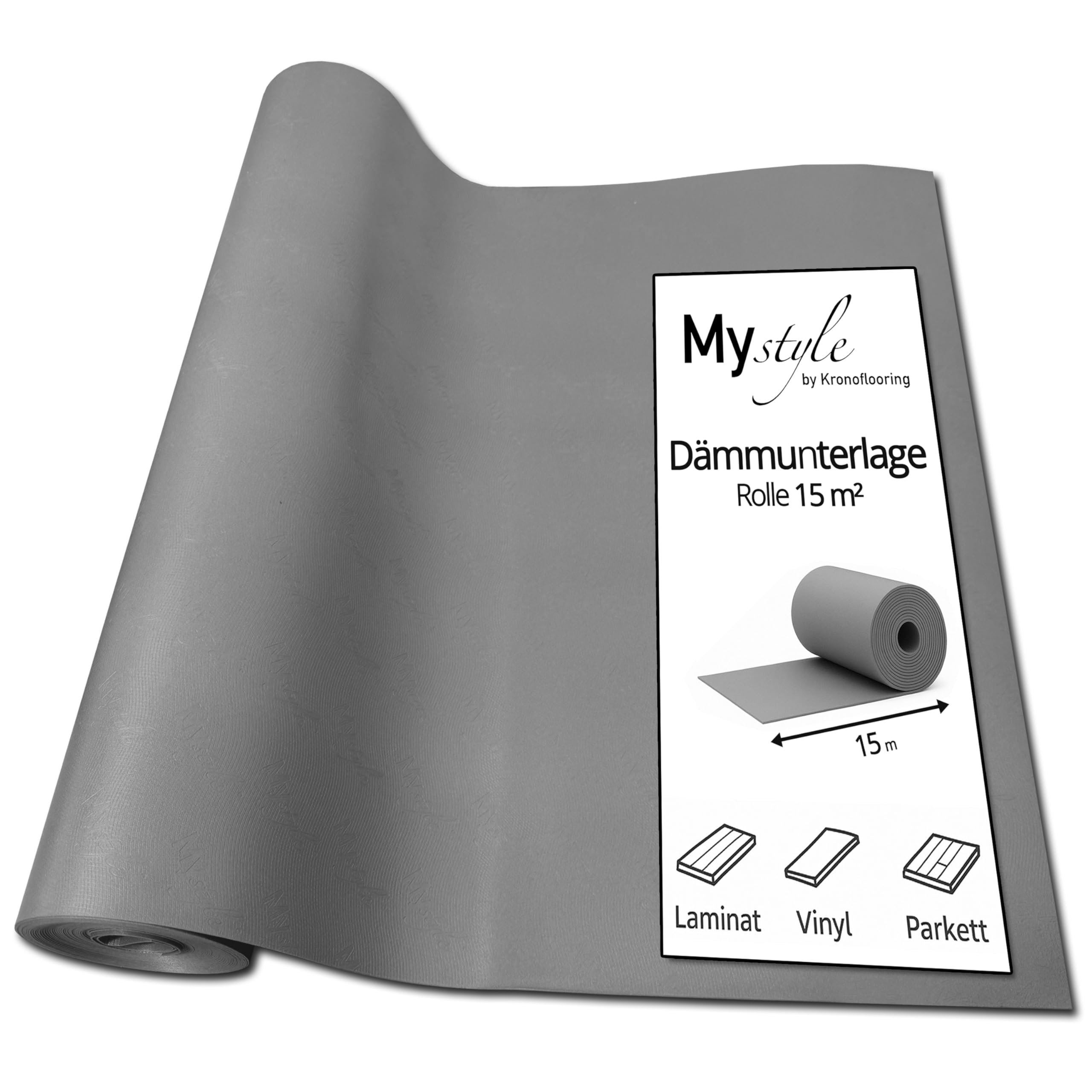 uficell® MyStyle Akustik Dämmunterlage Verlegeunterlage für Laminat- Parkett- und Designböden, Trittschalldämmung ca. 18 dB, Gehschallverbesserung ca. 25%, Stärke: 1,5 mm (30 m²)