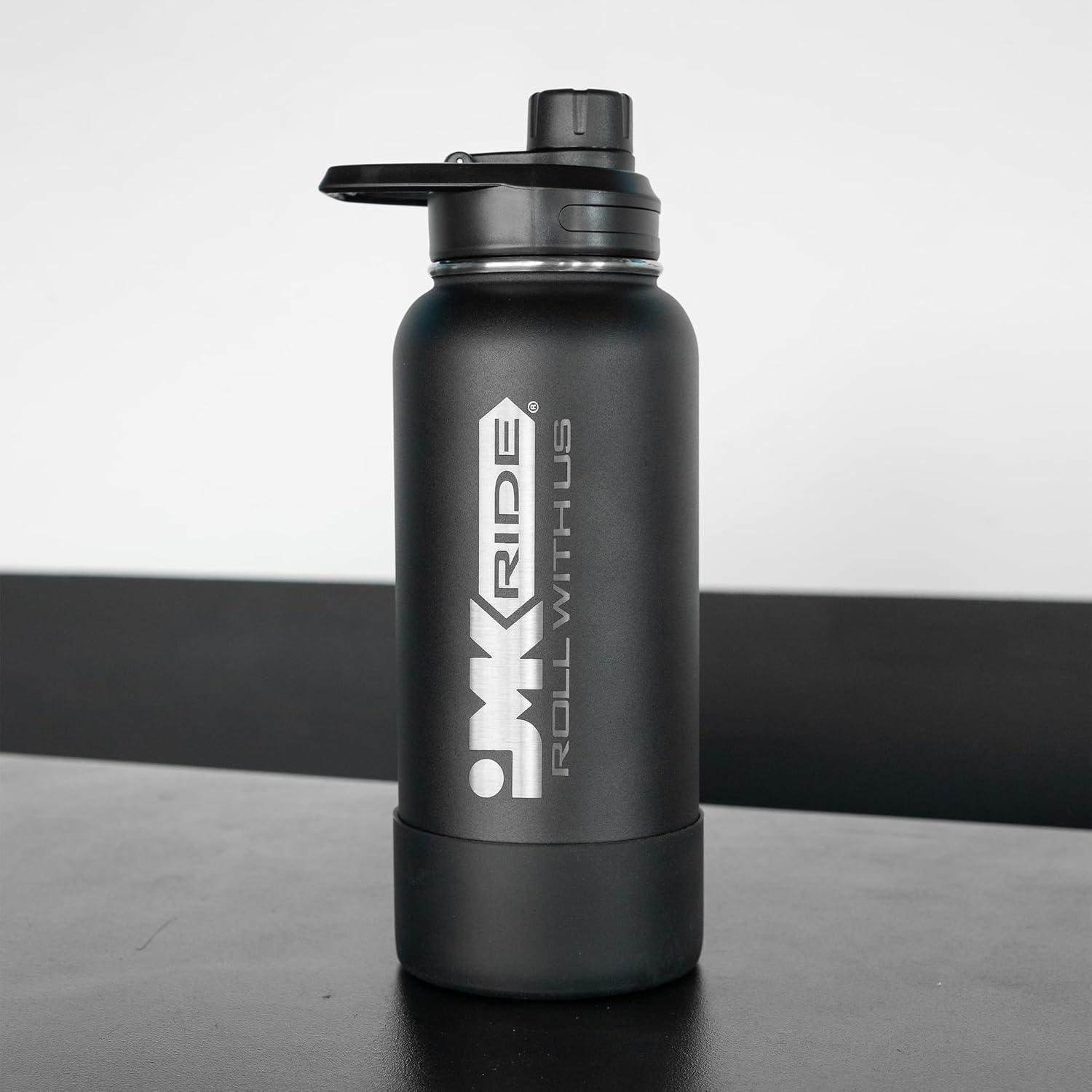 Liquid Flask Water Bottle - Insulated Stainless Steel - Twist Top Lid, Non Spill, Refillable in 32 Oz Black with Silicone protective boot. - Image 9