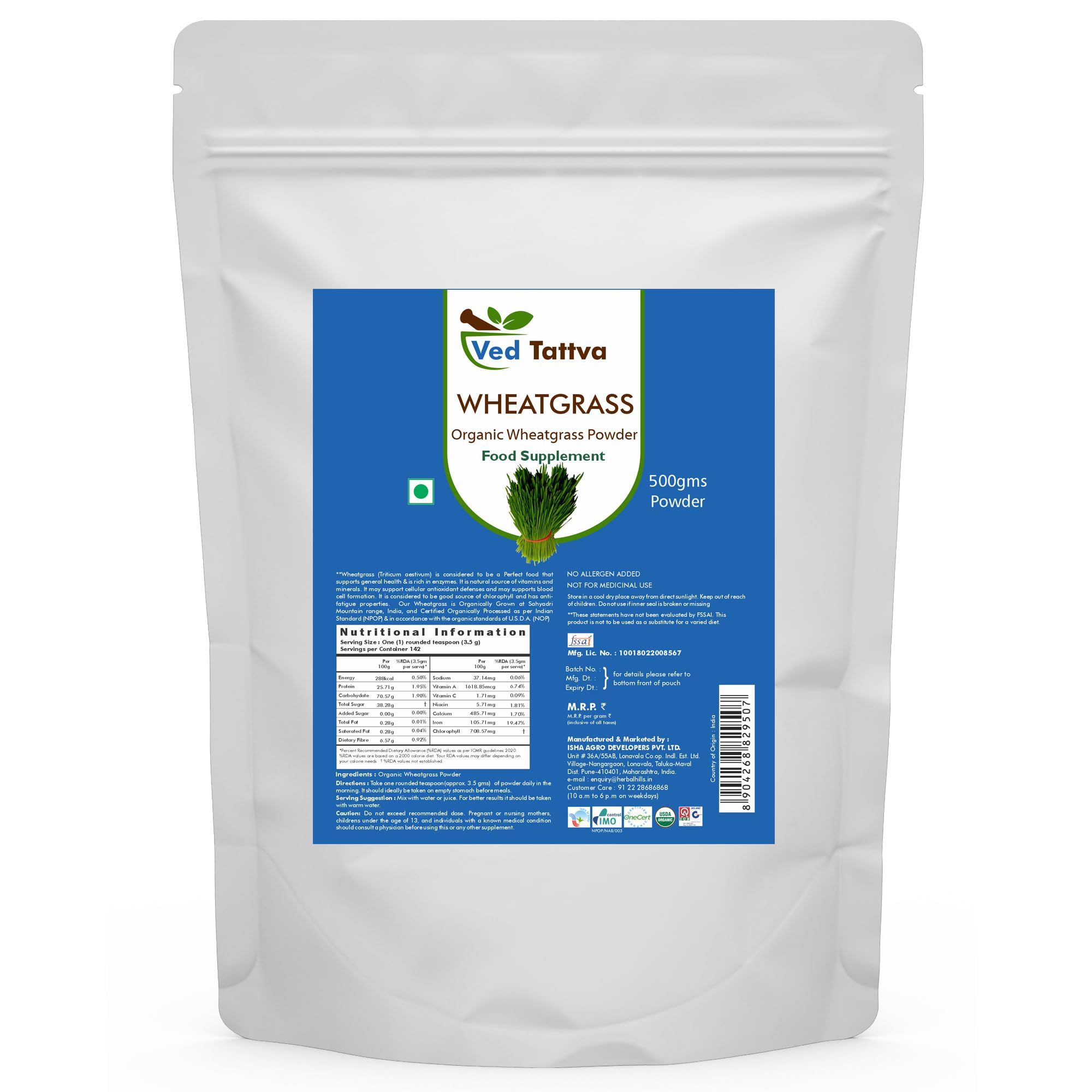 Ved Tattva Wheatgrass 500gms Powder
