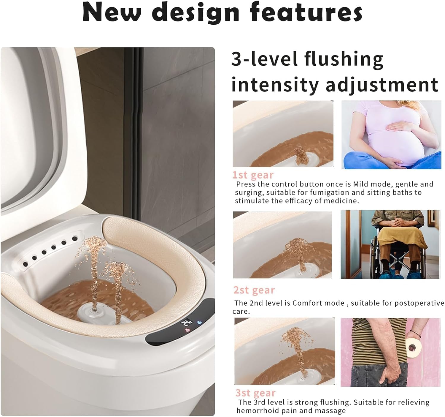 Sitz - Baño para hemorroides y cuidado posparto, bañera eléctrica para inodoro, cómodo alivio de baño para hombres y mujeres, kit completo posparto