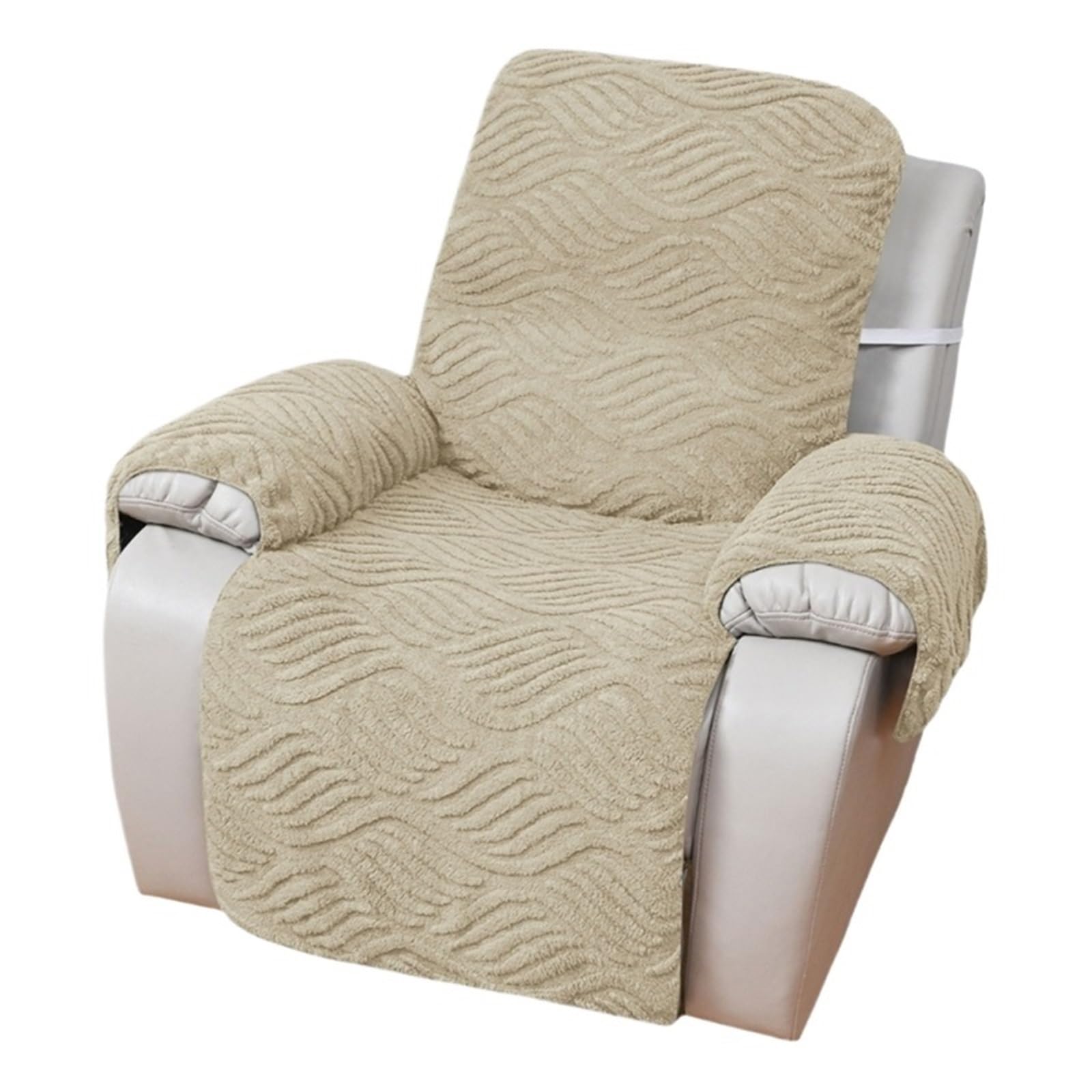 WJIAYAO Thick Plush Recliner Chair Cover Comfortable Single Seater Armchair Slipcover Soft Jacquard Sofa Recliners Protectors Adds Elegances(Khaki)