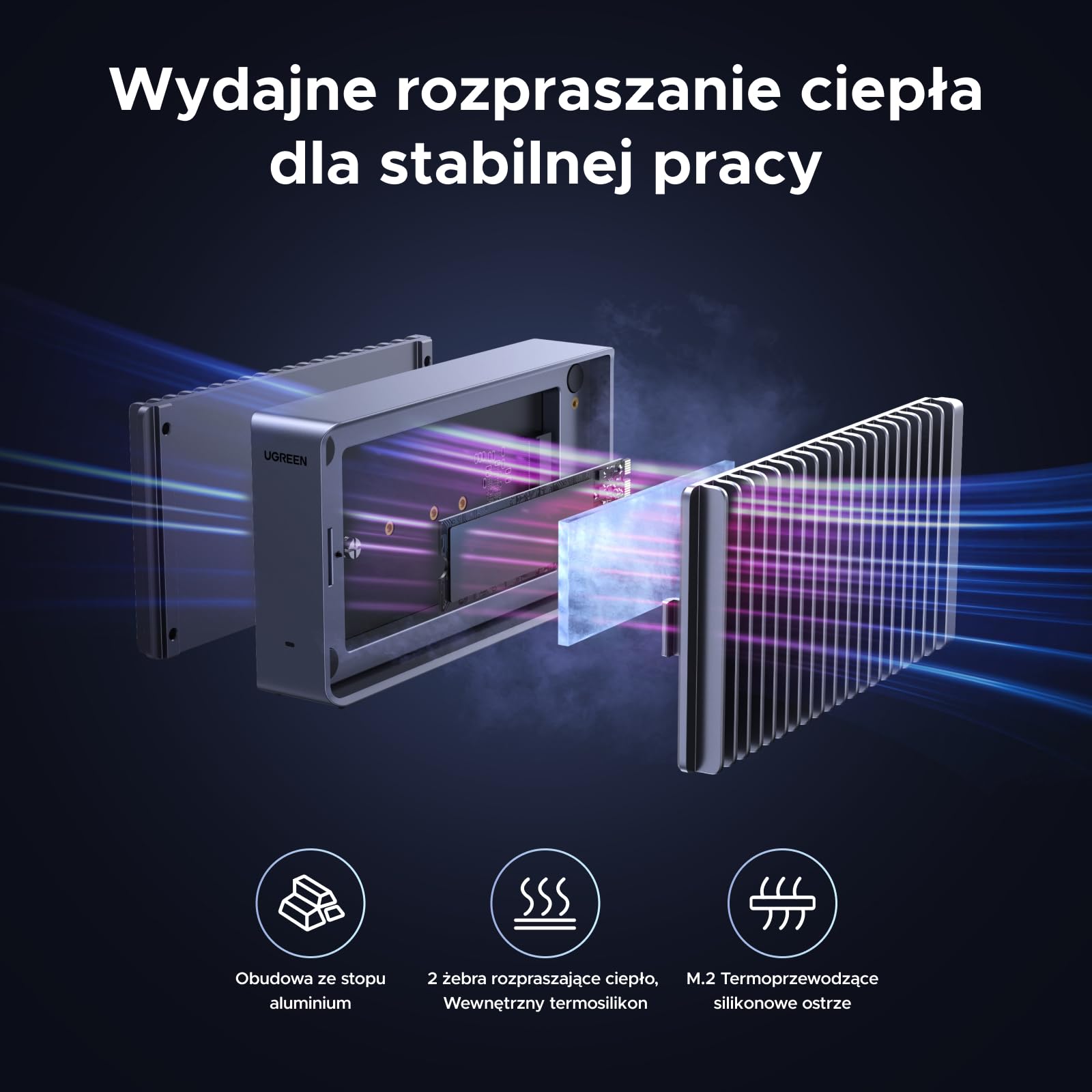 UGREEN Obudowa do dysku SSD 40 Gb/s M.2 USB4 NVMe o prędkości do 3848 MB/s | Obudowa dysku SSD M2 kompatybilna z Thunderbolt 4 oraz komputerami Mac mini M4, MacBook Pro M5 Pro/M5 Max i ASUS Z890