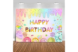 Mocsicka Donut Happy Birthday Backdrop for Birthday Party Decoration