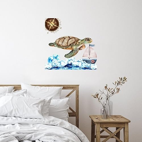 Decoración de pared de garaje con temática náutica de playa y océano, decoración de pared, murales de coral y peces marinos y tortugas, calcomanías