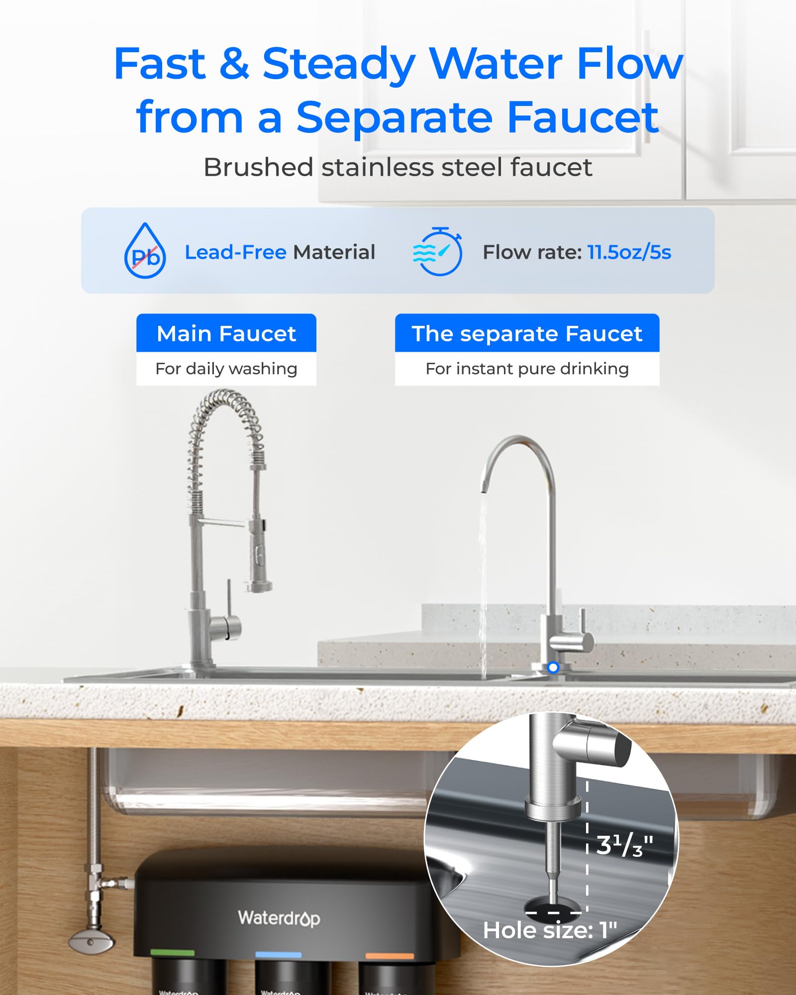 Waterdrop TSB-UF 0 01 m Ultra Filtration Under Sink Water Filter System 9 Layer Under Sink Water Filtration — view 4