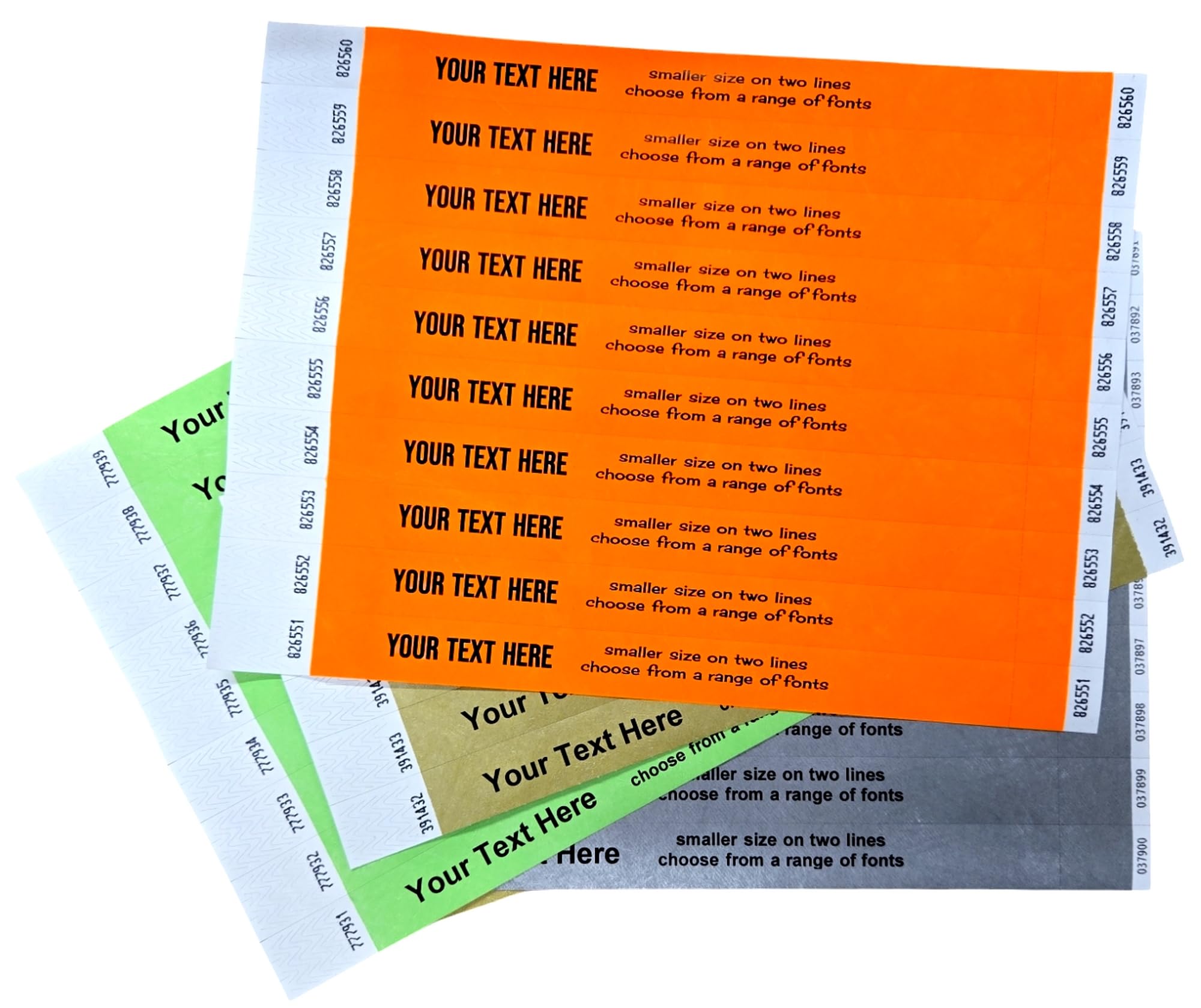 Wristbands Customised Personalised Made from Dupont™ Tyvek® 100 Per Pack 19mm