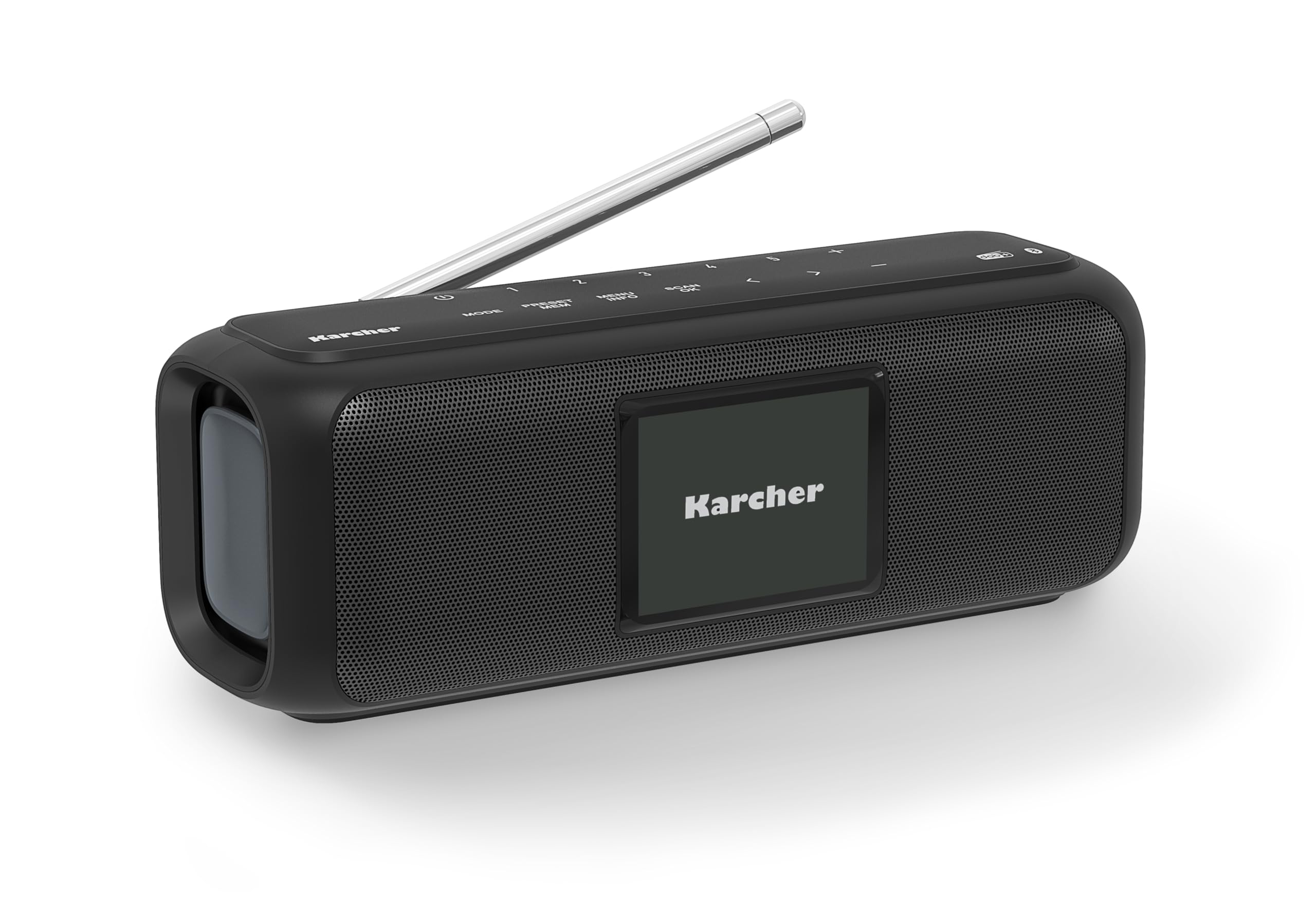 Karcher DAB Go - Altoparlante portatile Bluetooth e radio digitale DAB+, radio FM con display a colori da 2, 4", suono stereo da 5 Watt, batteria USB-C, colore: Nero