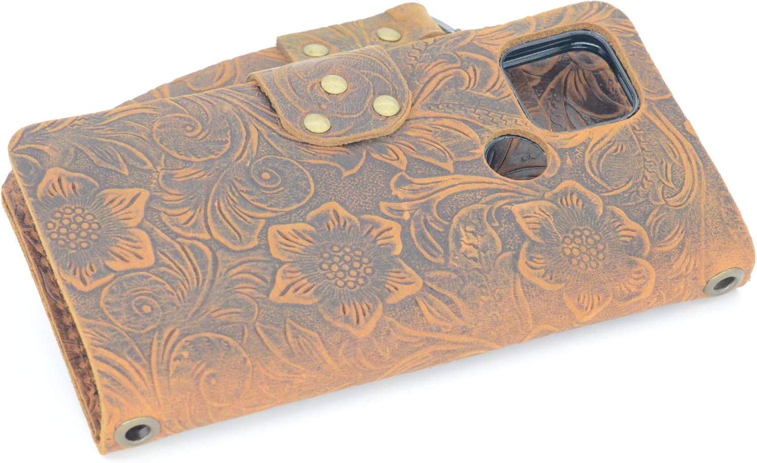 JJNUSA Compatible for Google Pixel 5 5G Genuine Distressed Leather Wallet Case for Pixel 5 6.0inches Flip Cover Brown