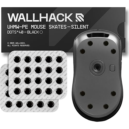 Wallhack UHMW-PE Dot Silent Mouse Skates | Premium Universal Skates for Gaming Mice | Ultra-Smooth Glide on Cloth & Glass Pads | Customize Speed & Control | Fast, Easy to Apply | Black 7mm x 7mm