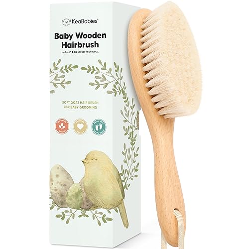 Miniatura 1 de Baby Hair Brush - Baby Brush with Soft Goat Bristles - Cradle Cap Brush - Perfect Scalp Grooming Product for Infant Toddler Kids Walnut Oval