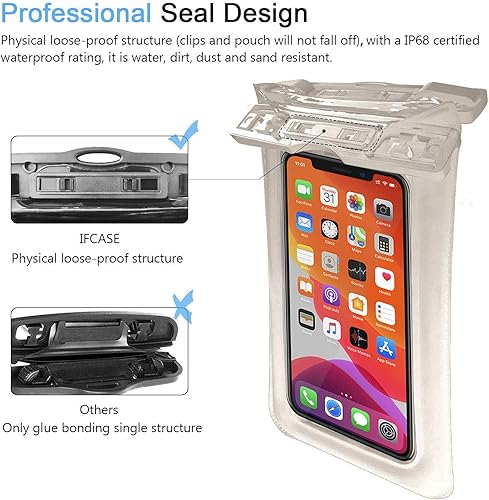 Miniatura 2 de IFCASE Funda impermeable universal, paquete de 2 bolsas secas de TPU para iPhone 14 Pro Max, 14 13 12 11 XS XR 7 8 SE, Samsung Galaxy S22 S21 S20