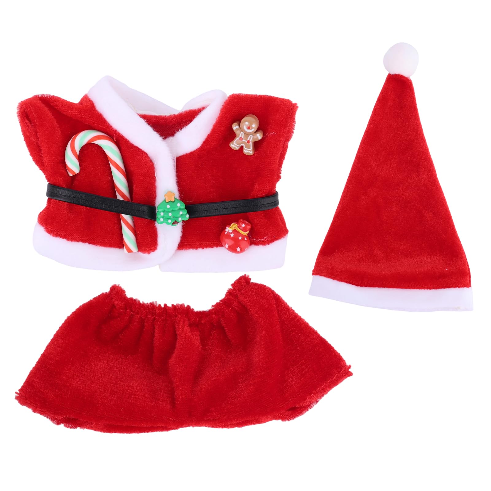 17cm Doll Christmas Clothes, Include Pointed Hat Top Shorts Red and White Kawaii Doll Christmas Outfit(Only Clothes)