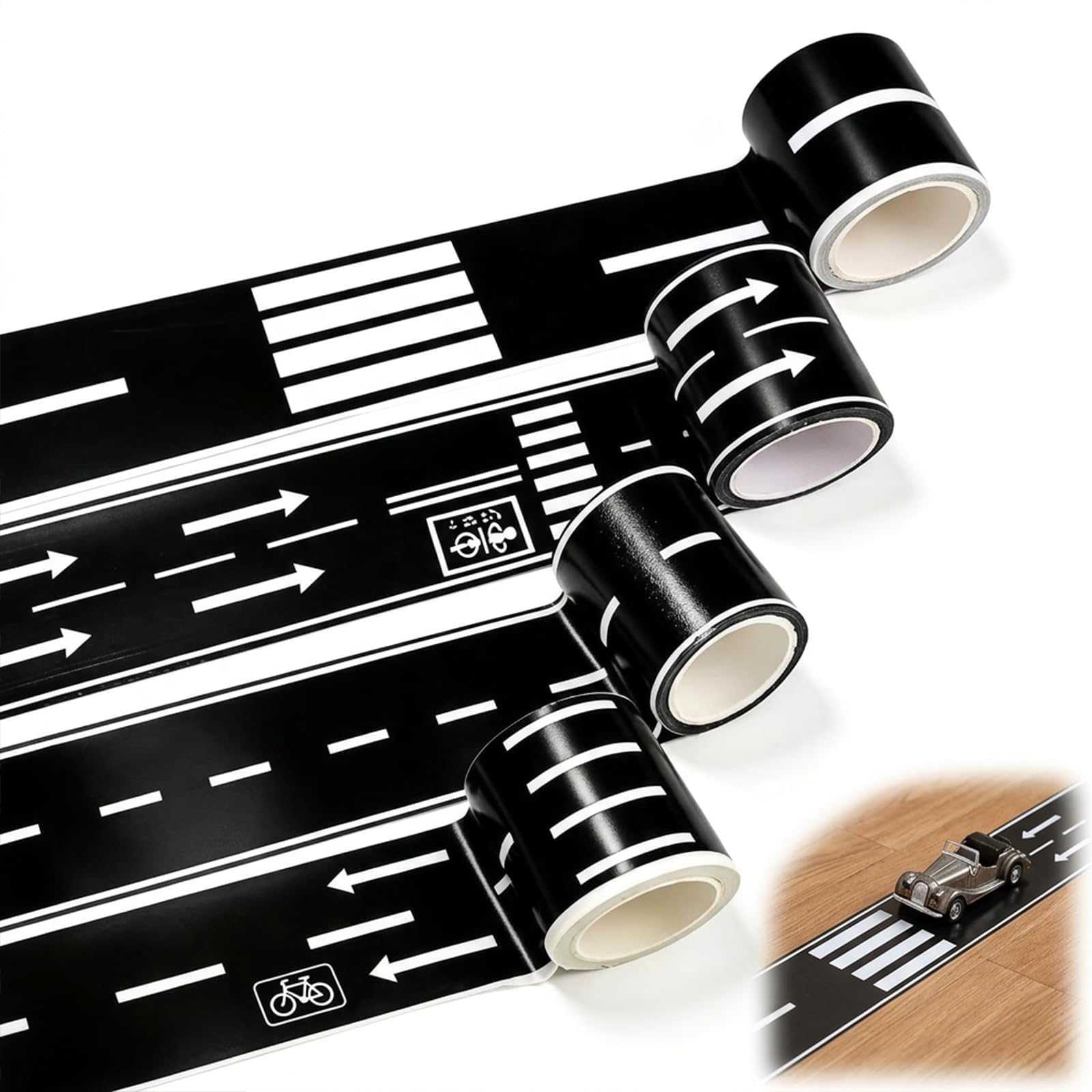 Ywikfag 4Pcs Road Tape for Toy Cars, Car Tape, Amazon Road Tape