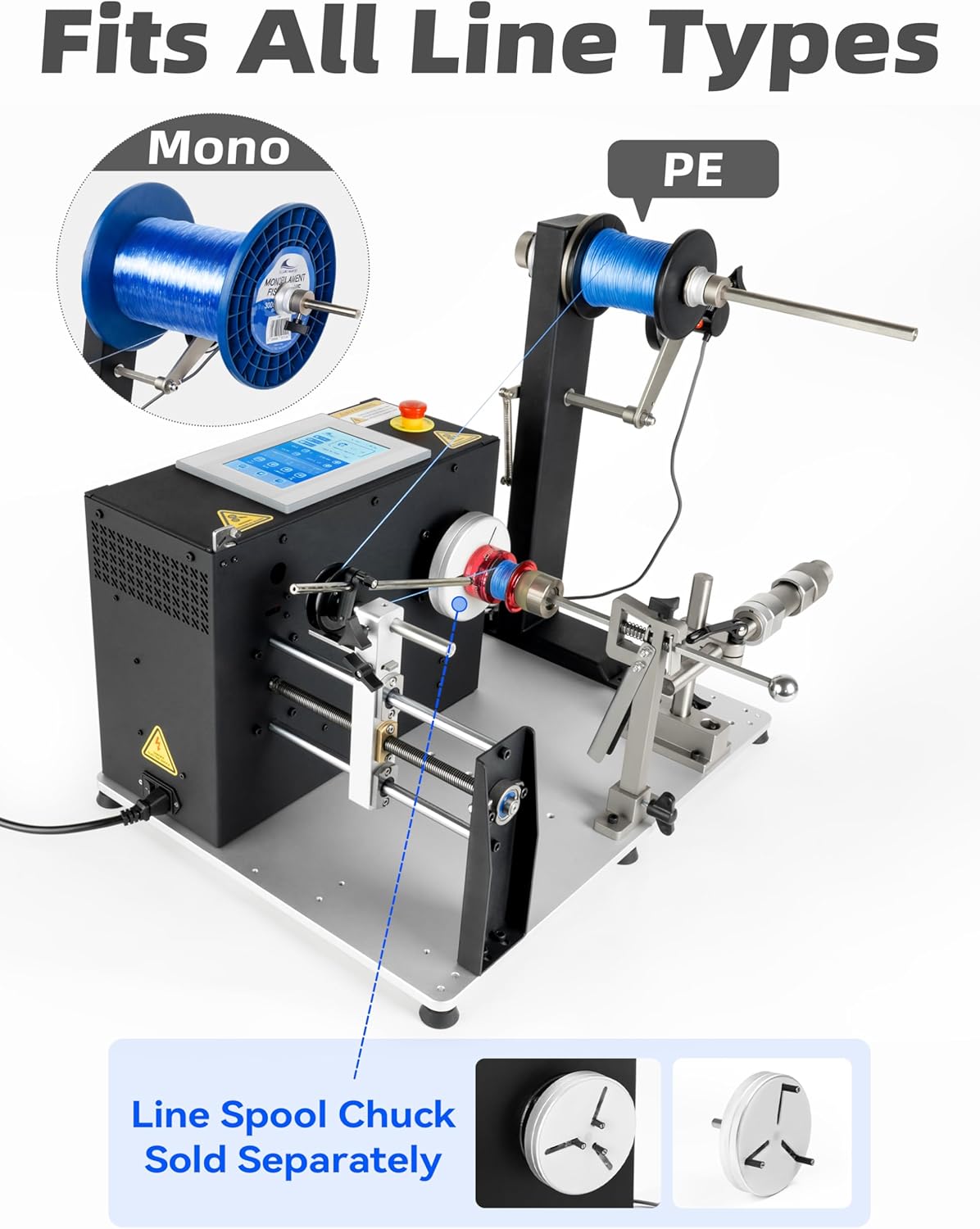 BLUEWING V3 Upgraded Automatic Line Winder Model A (PLC) Electric Fishing Line Spooling Machine for Winding & Releasing Conventional Baitcasting and Spinning Reels