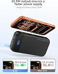 Chargeur portable 32000mAh, BLJIB 22.5W QC 3.0 PD 20W affichage LED intelligent charge rapide avec câbles intégrés Power Bank, batterie externe charge 5 appareils compatibles avec téléphones (Noir)