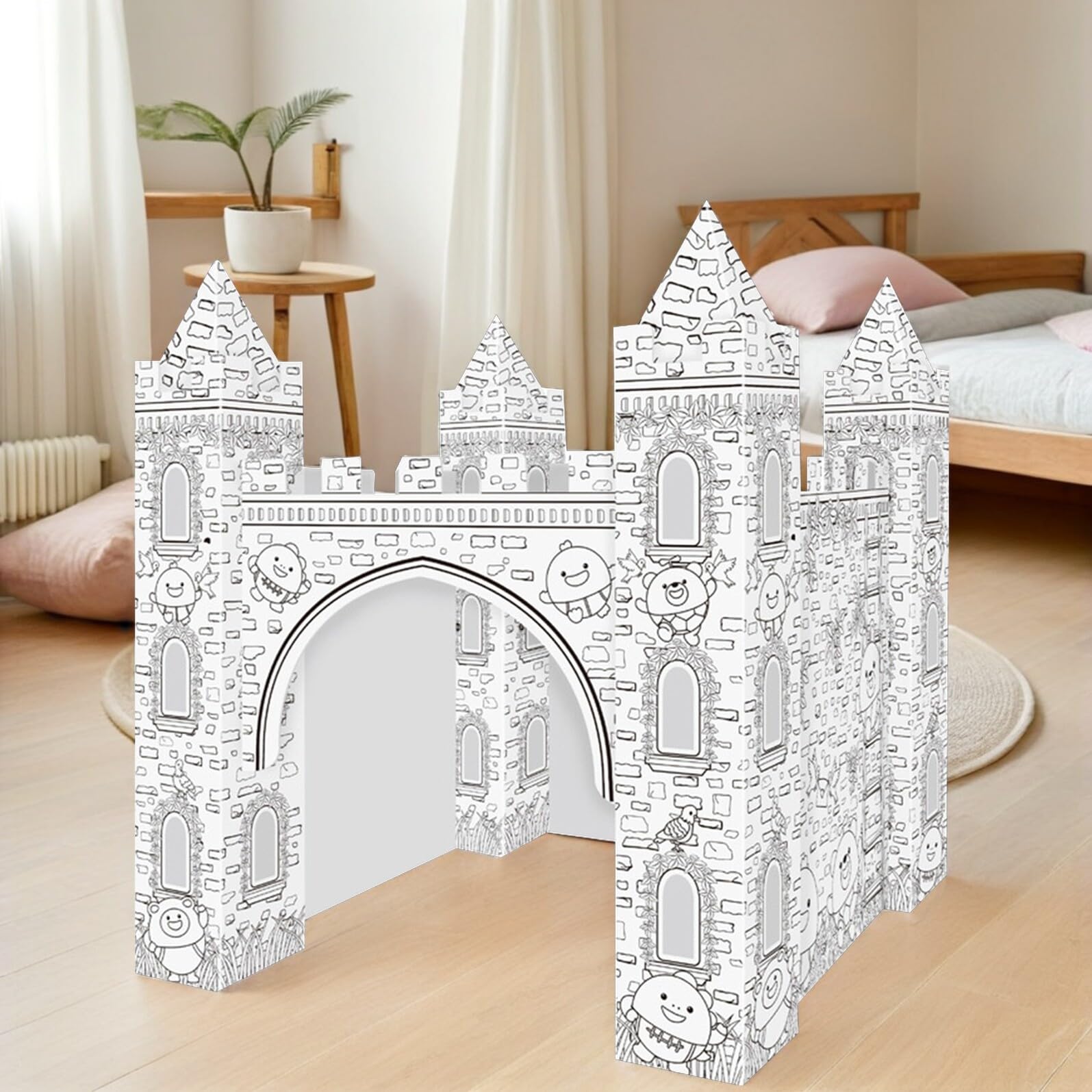 Puzzle 3D de Papel para Colorear Castillo DIY Infantil