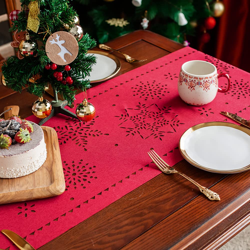 Amazon.com: ARTABLE Christmas Table Runner Burgundy Hollow