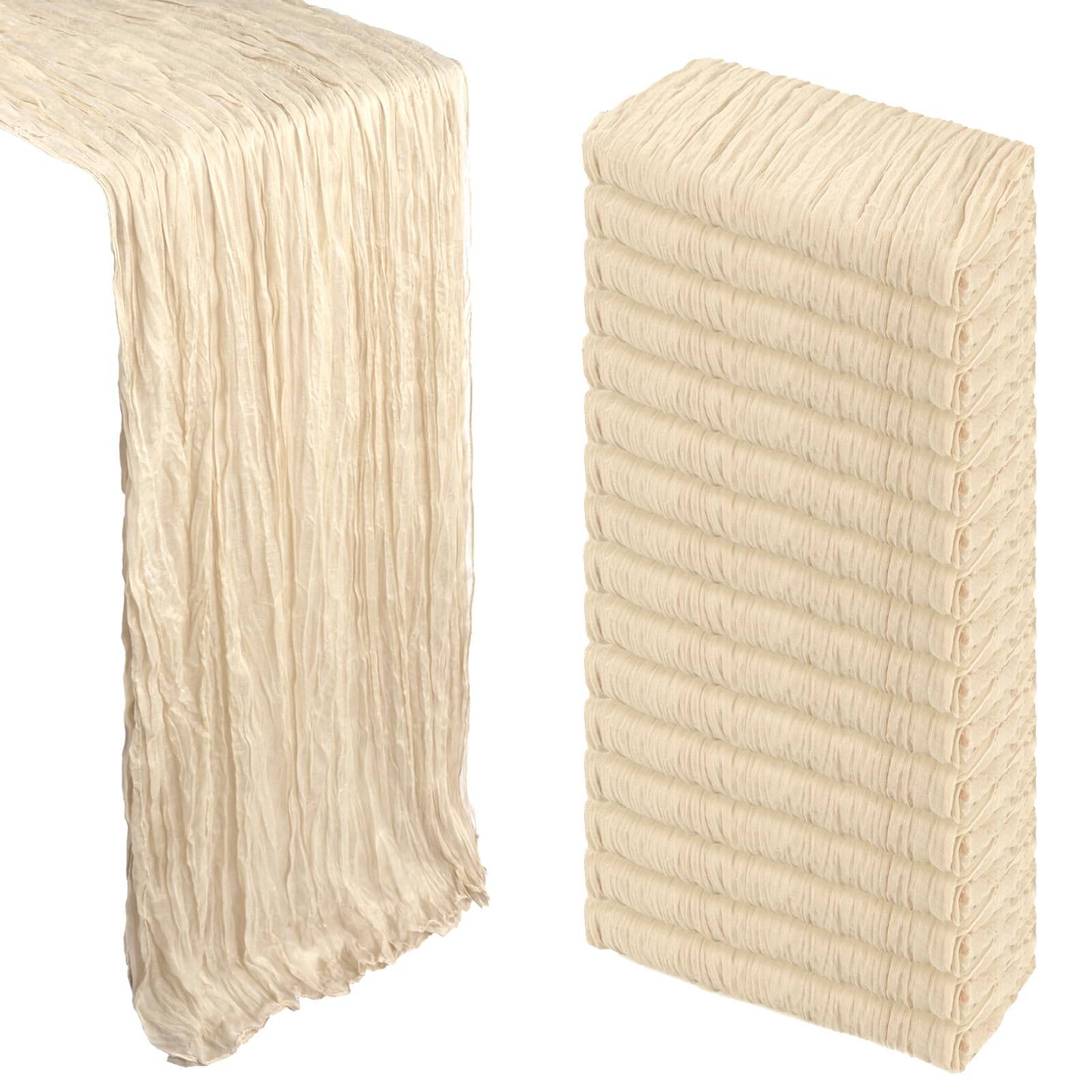 Photo 1 of 16 Pack Beige Cheesecloth Table Runner 10Ft Gauze Cheese Cloth Table Runner 120 Inch Boho Sheer Rustic Fabric for Holiday Party Decor Bridal Baby Shower Wedding Home DecorationsLPNAC650210690