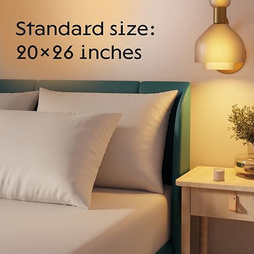 Miniatura 6 de Niagara - Paquete de 4 protectores de almohada estándar con cremallera, mezcla premium de satén de algodón de tejido cerrado, probado en