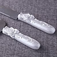 Vista 5 de Accesorios de boda - Juego de cuchillos y servidores personalizados, rosa en flor
