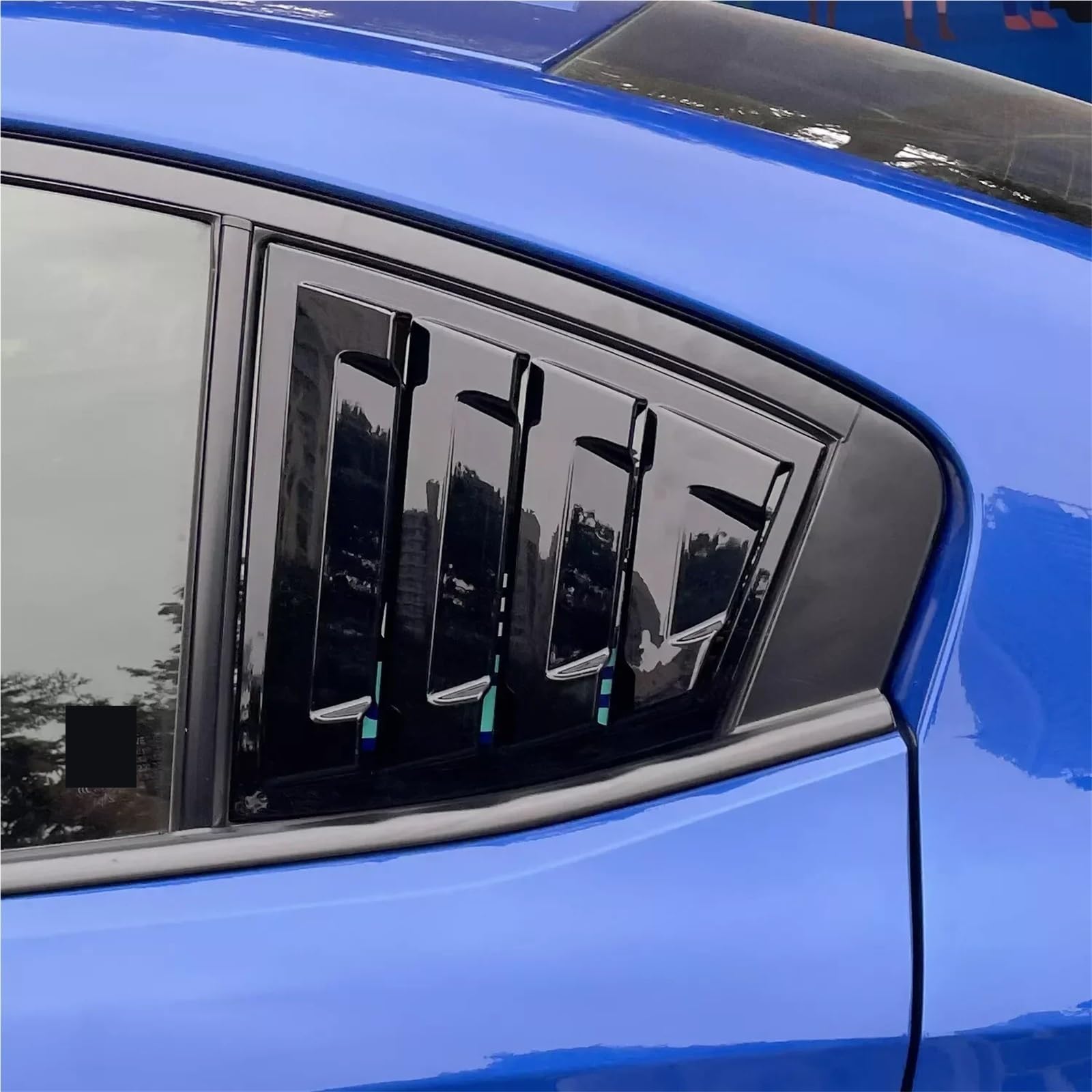 Zaluzje do okien bocznych Pasuje do Subaru WRX STi 2015-2021, tylna żaluzja, osłona bocznej szyby, naklejka ozdobna, ABS, włókno węglowe Osłonę bocznej żaluzji samochodu(Gloss Black)