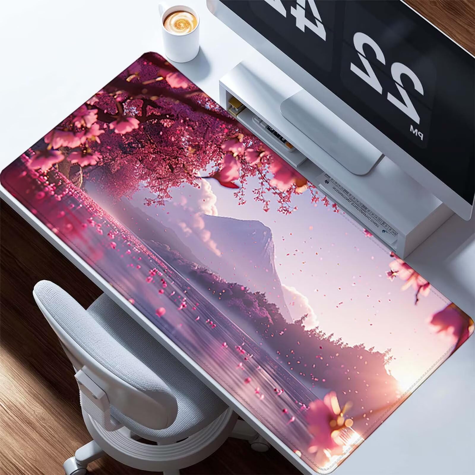 Podkładka pod mysz Mount Fuji XXL 1500 x 800 mm, wodoodporna podkładka pod mysz do gier różowa podkładka pod mysz antypoślizgowa gumowa podkładka pod mysz krawędzie zszyta podkładka pod biurko do gier