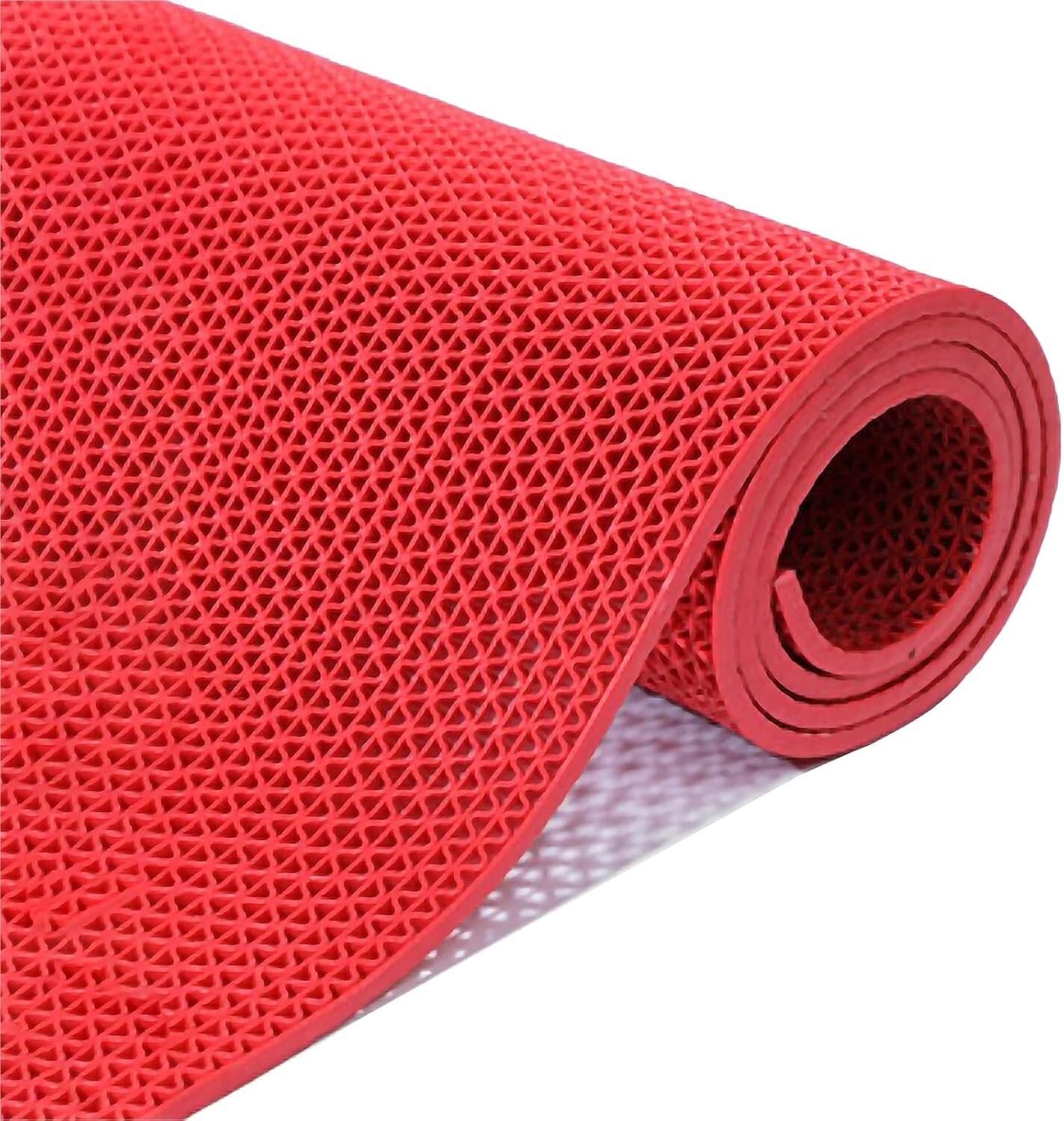 Hpthly Red 5Mm Thick Wet Area Carpet, Pvc Non-Slip Drainage Floor Mat For Bathroom Swimming Pool Kitchen Garage,-90Cmx500cm
