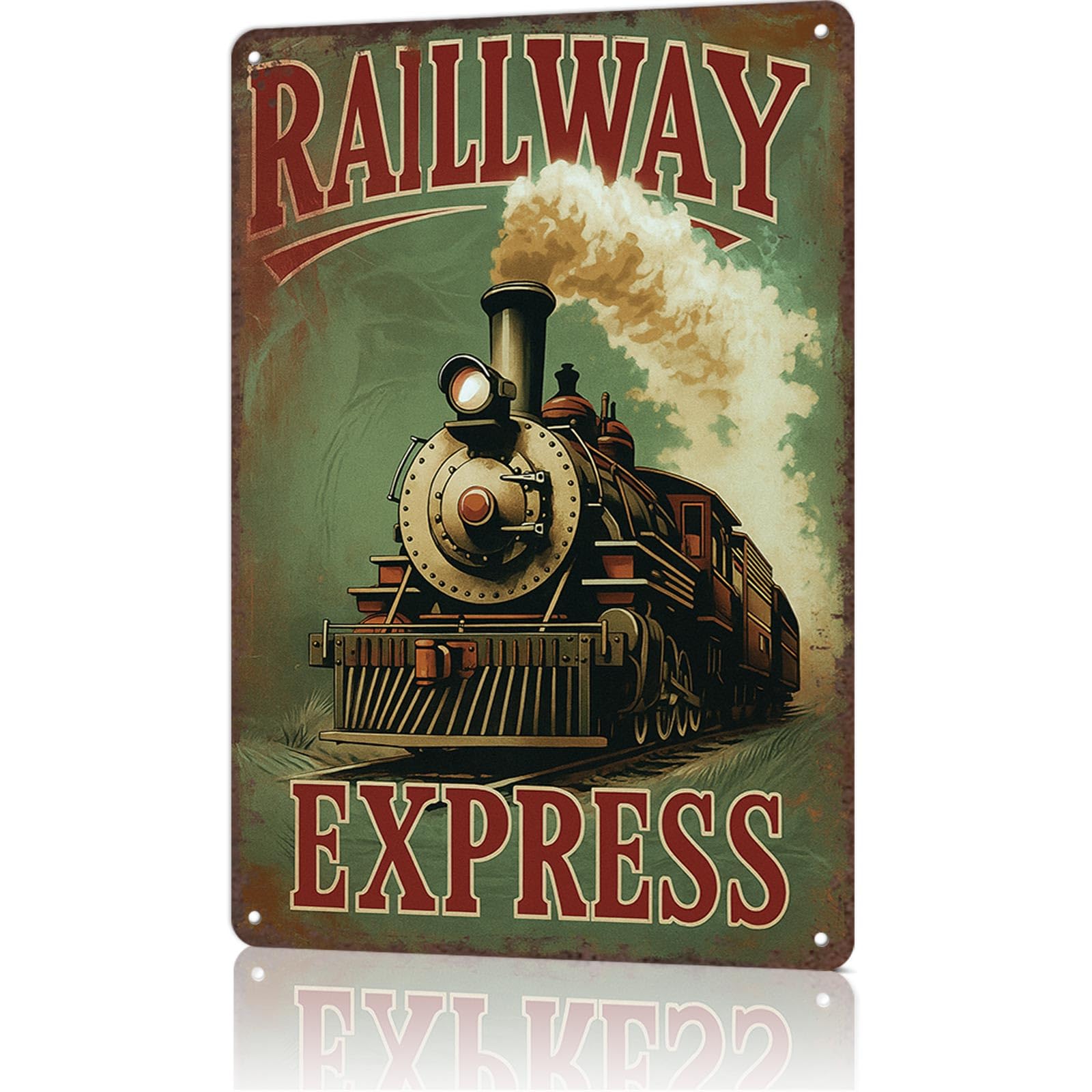 KWQDOZF Vintage Metal Tin Sign Vintage Train Metal Tin Sign Posters Wall Art for Dorm Home Office Room Decor 8X12inch