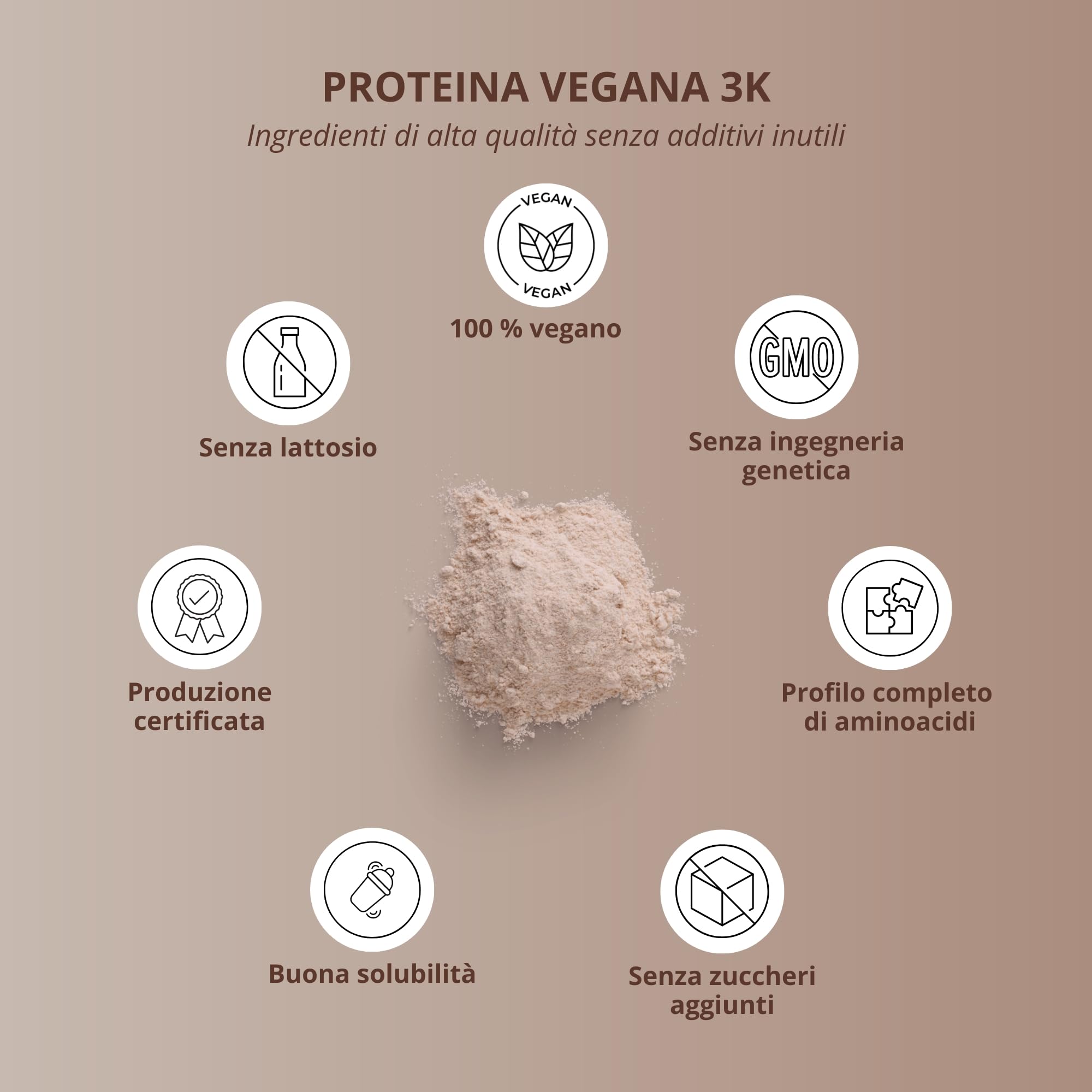 nutri+ Proteina in Polvere 3k vegan Brownie al Cioccolato Proteine - Protein Powder - Polvere Proteica senza Lattosio - Isolato proteico