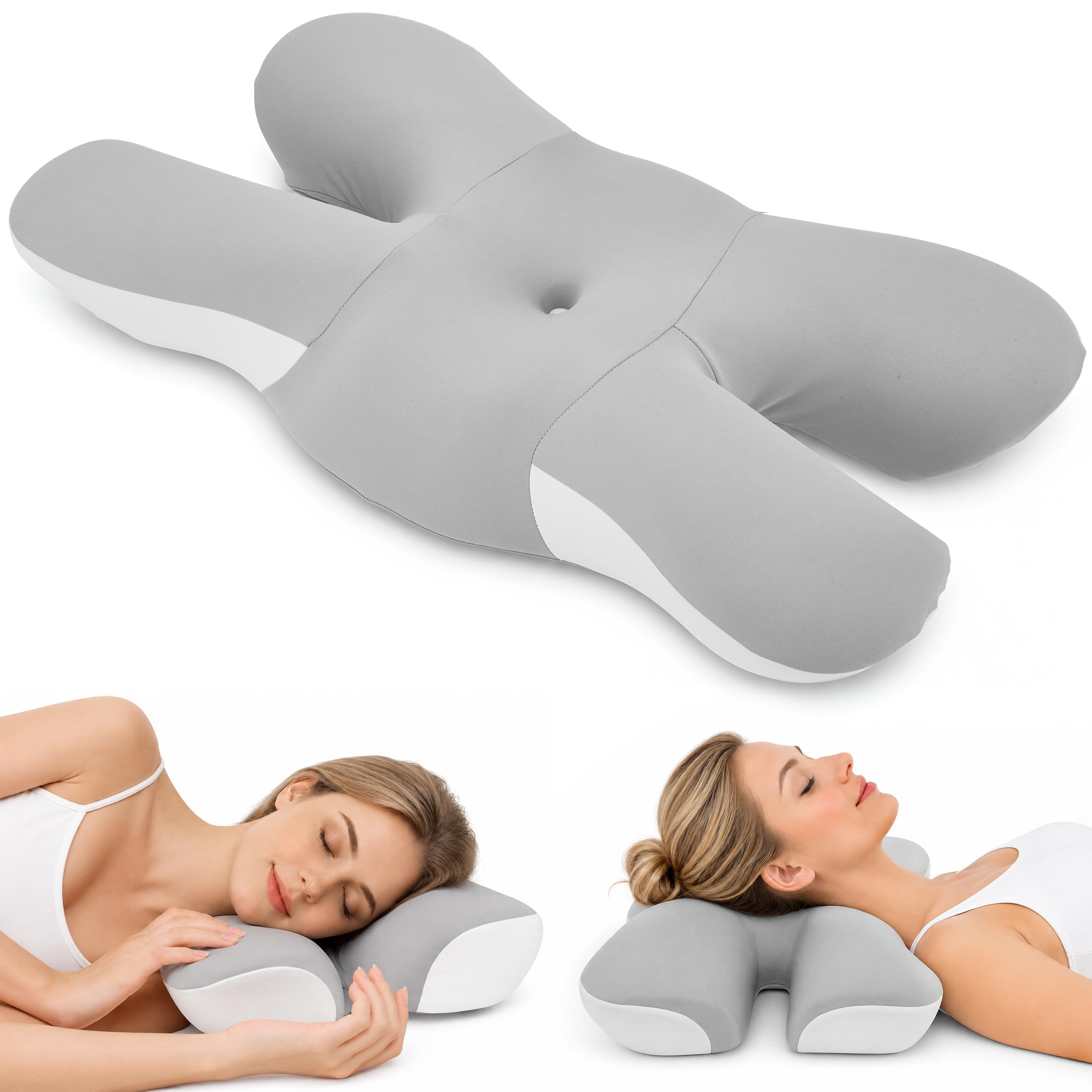 Anti Falten Kissen Schmetterlingskissen aus Memory Foam mit 6 Zonen – Nackenstützkissen Seitenschläfer mit kühlendem Bezug, atmungsaktives Anti Schnarch Kissen Gegen Schnarchen und Schlaffalten