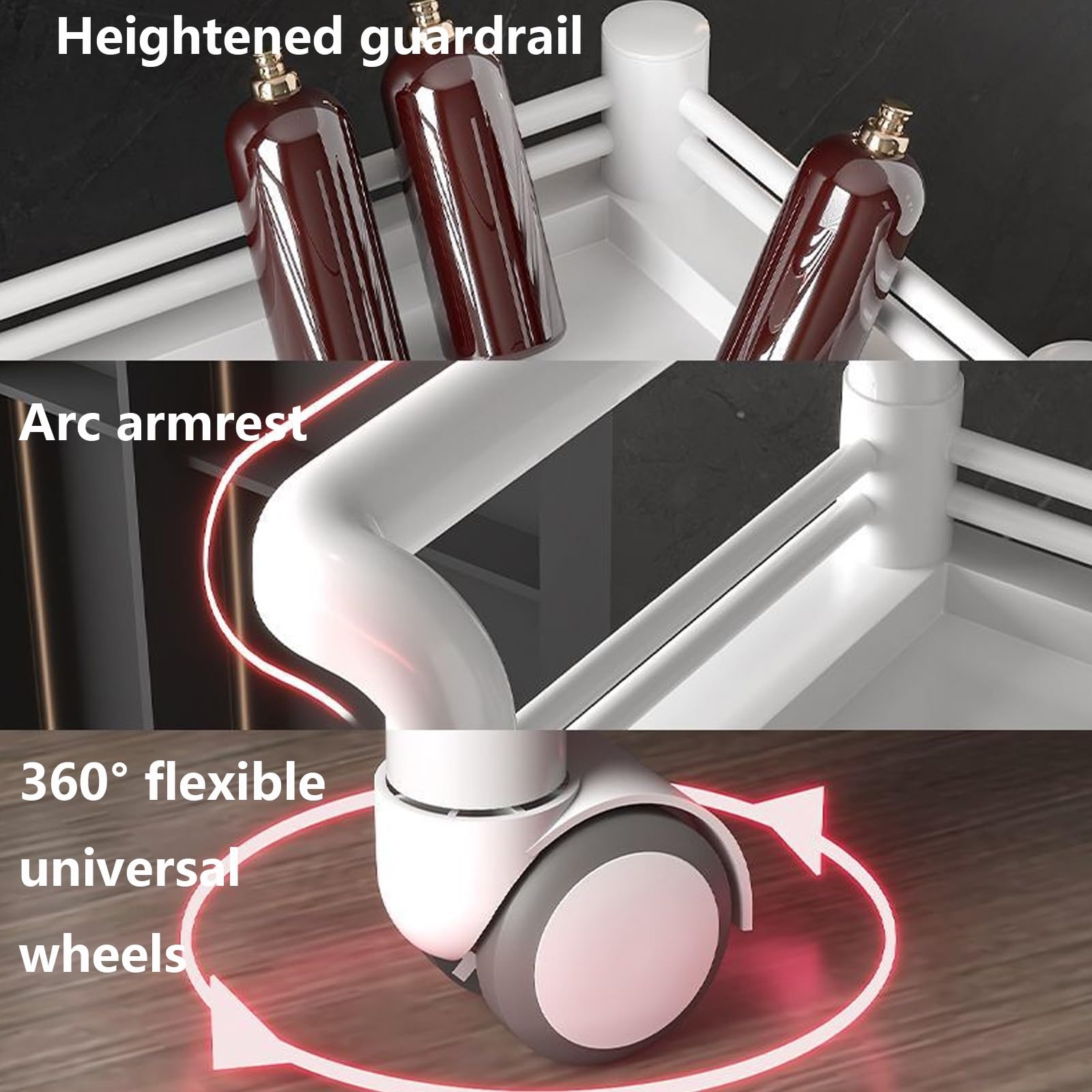 beaka Carrello Multiuso A 3 Livelli,Carrello Mobile con Ruote Piroettanti Bloccabili, Carrello Utilitario di Rotolamento del Salone per Ospedale Commerciale Carrelli da Laboratorio (Color : A)