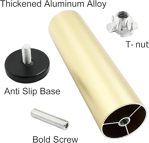 Miniatura 3 de Bonsicoky Juego de 4 patas doradas para muebles de 6 pulgadas, aleación de aluminio M8, patas de sofá de repuesto para gabinete, armario, escritorio