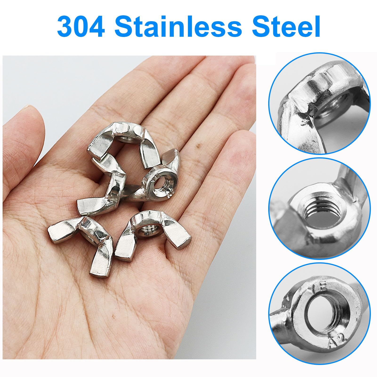 Dadi Ad Alette M6 In Acciaio Inox - 35 Pezzi DIN 315 Per Fai Da Te - Foto 8