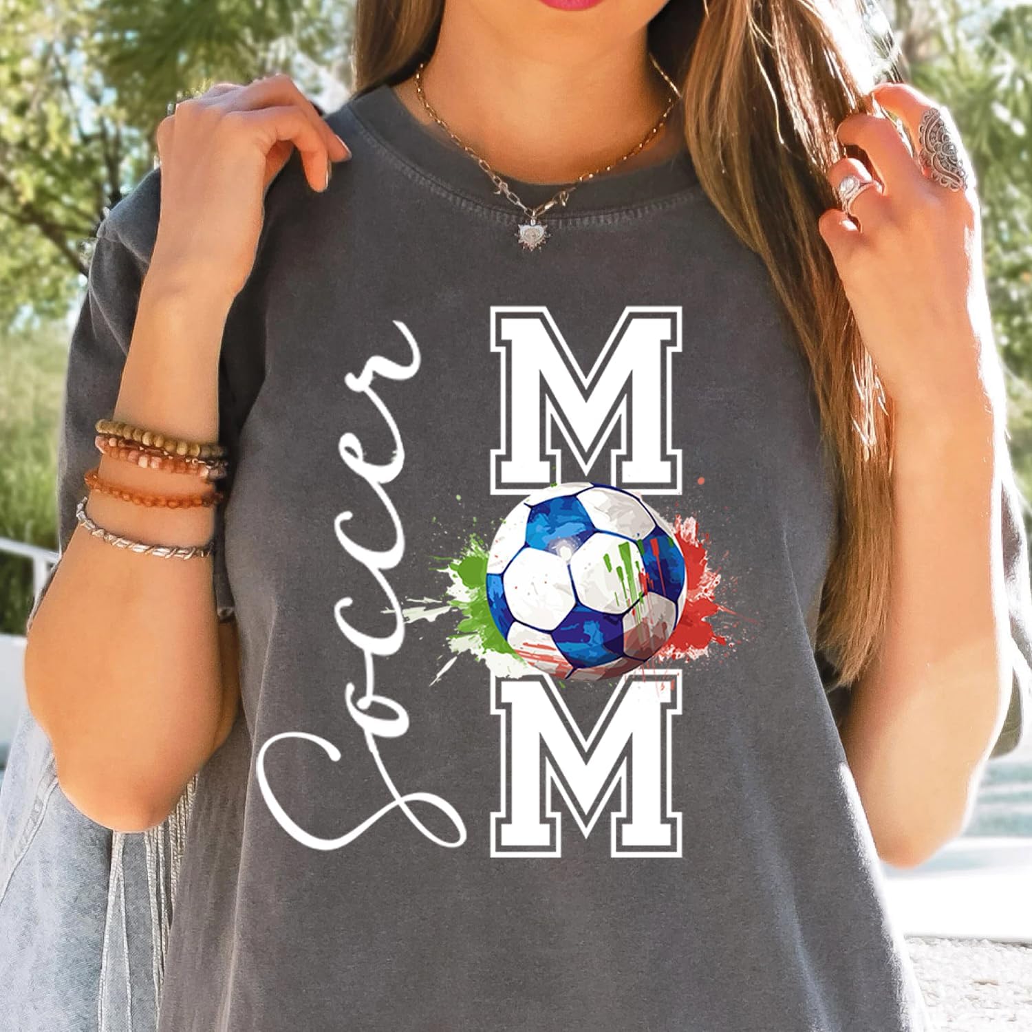 NAZENT Custom Soccer Mom Shirt with Number – Personalized Senior Team Name Hoodie, Sports Tee Gifts, Cheer T-Shirt for Family - Image 3