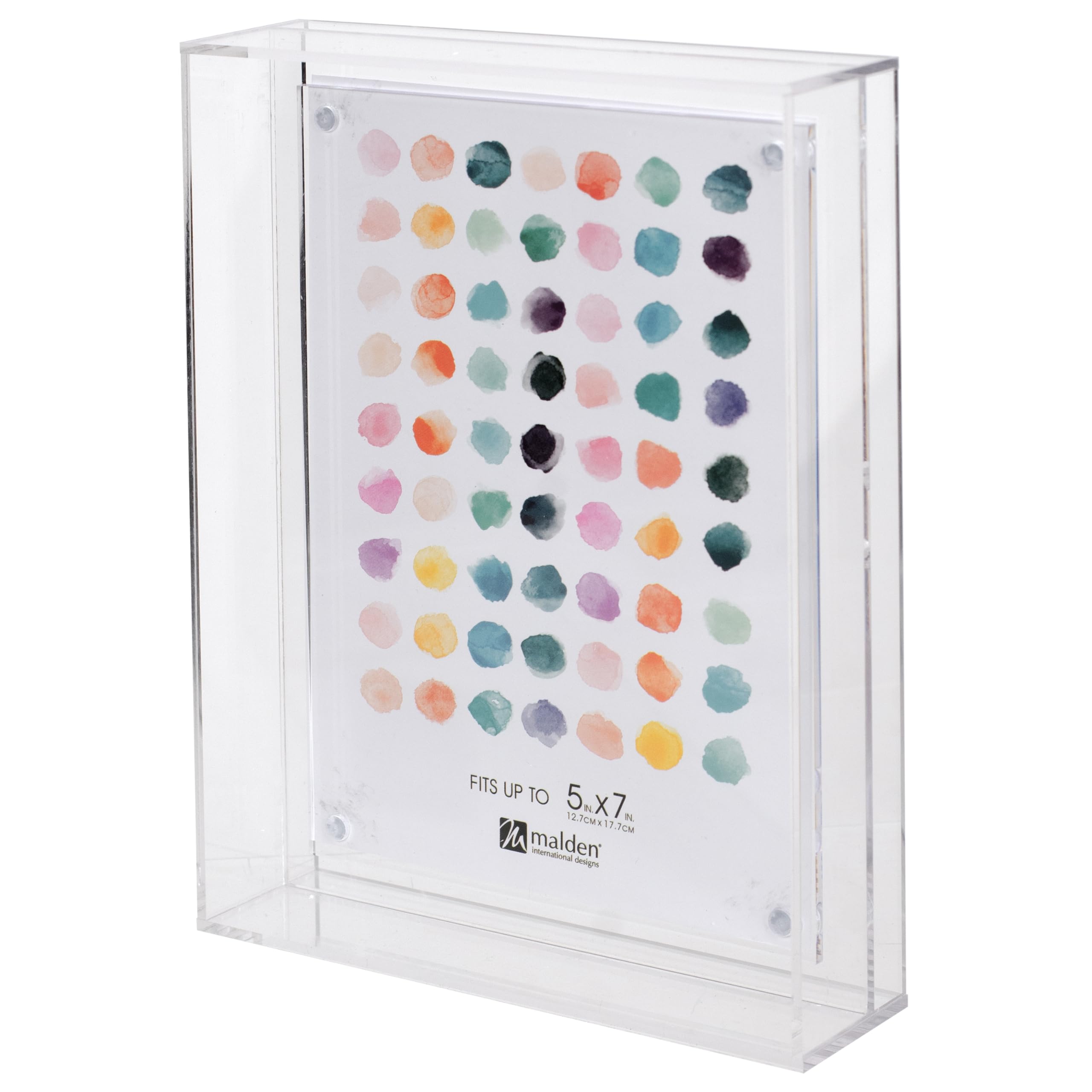 Malden International Designs 5x7 Clear Acrylic Magnetic Shadowbox Picture Frame