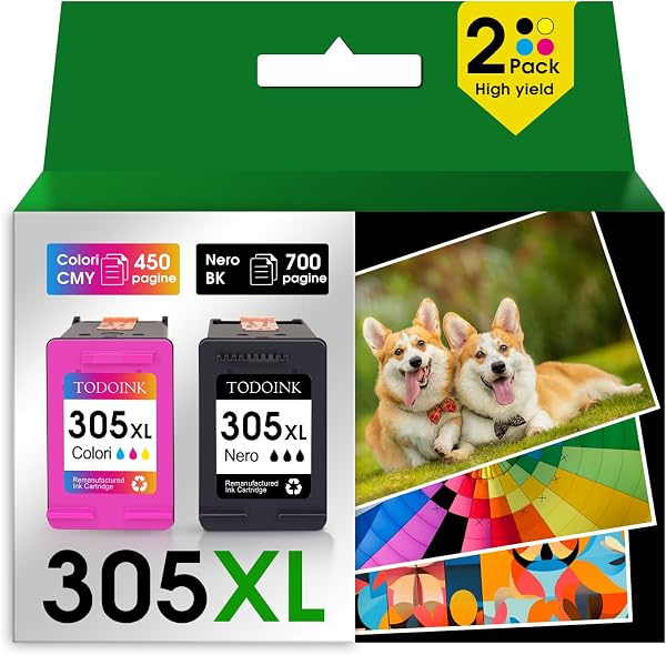 TODOINK 305XL Compatibile con Cartucce HP 305 Nero e Colore con HP DeskJet 2820e 2720e 2720 2710e 2710 DeskJet Plus 4130 4120 4110 Envy 6020e 6022 6022e 6030 6030e Envy Plus 6430e Colore Nero - 1