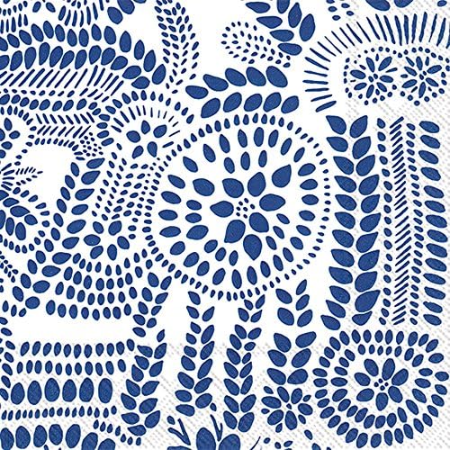 Boston International IHR Marimekko Lunch Paper Napkins, 6.5" x 6.5", Nasia White/Blue,L771094 image 3