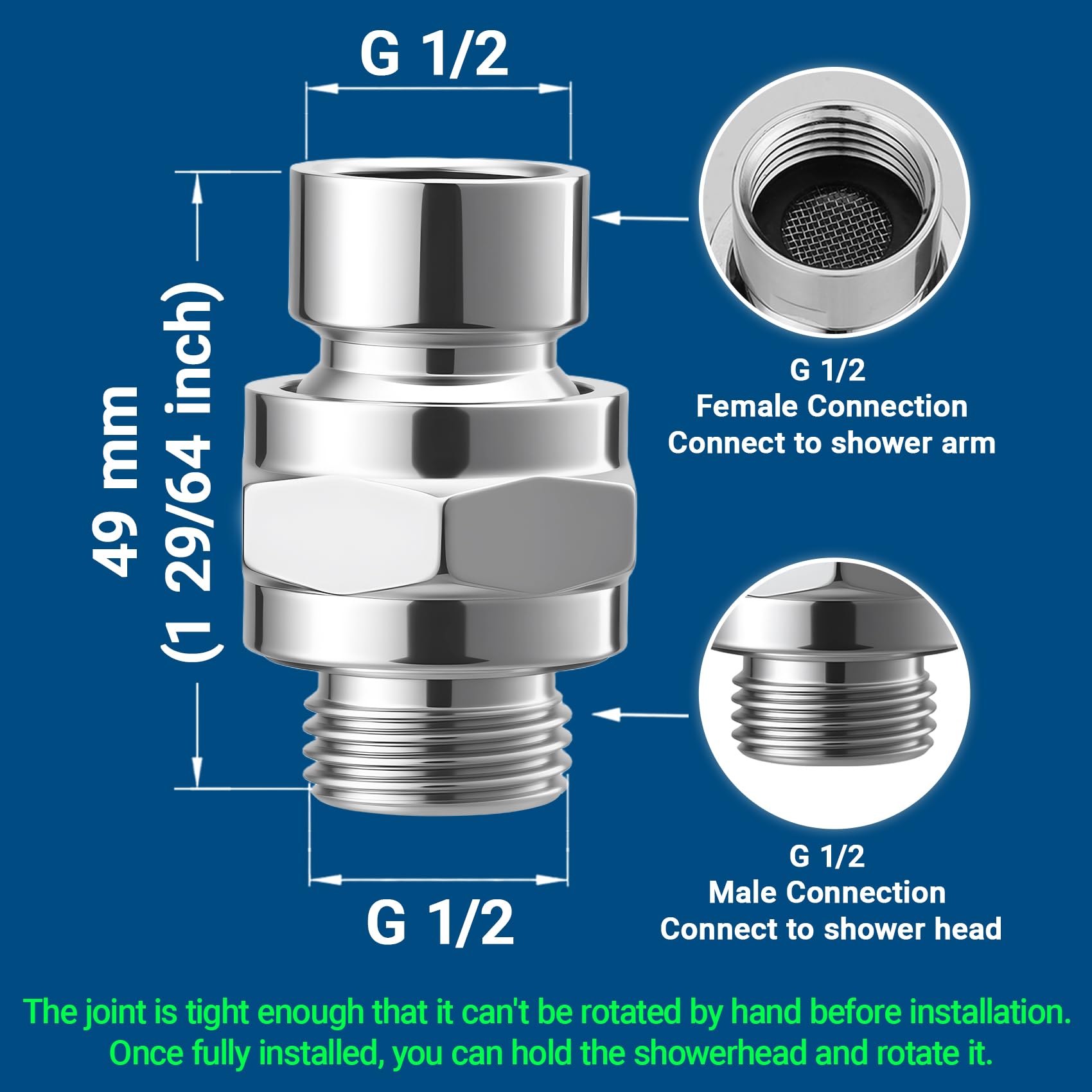 Snapklik.com : Shower Connector Ball Joint Shower Head Swivel Ball ...