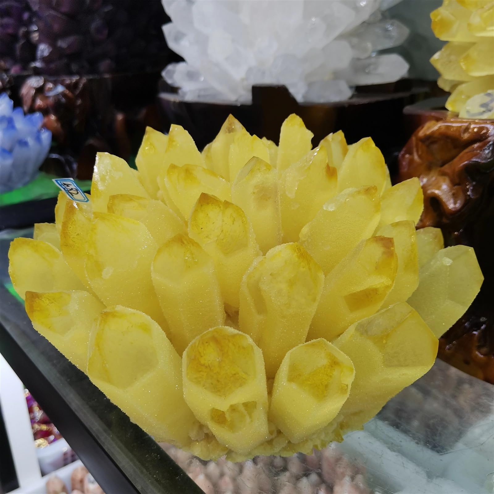 Stone Yellow Phantom Quartz Crystal Cluster Home Aquarium Office Ornaments(510-600g)