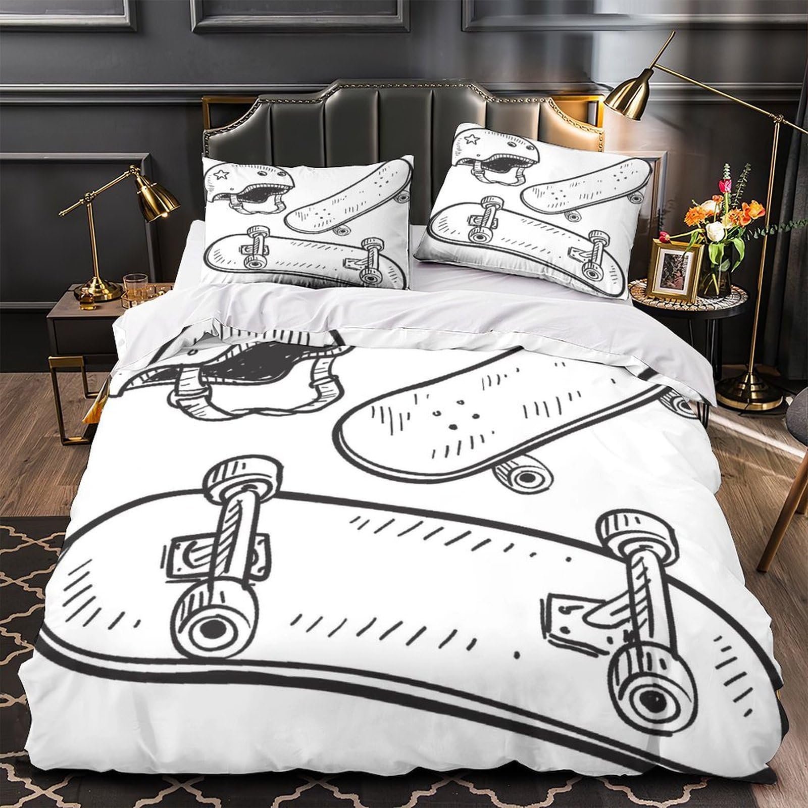 Housse de couette fusées spatiales king size parure de lit enfant microfibre