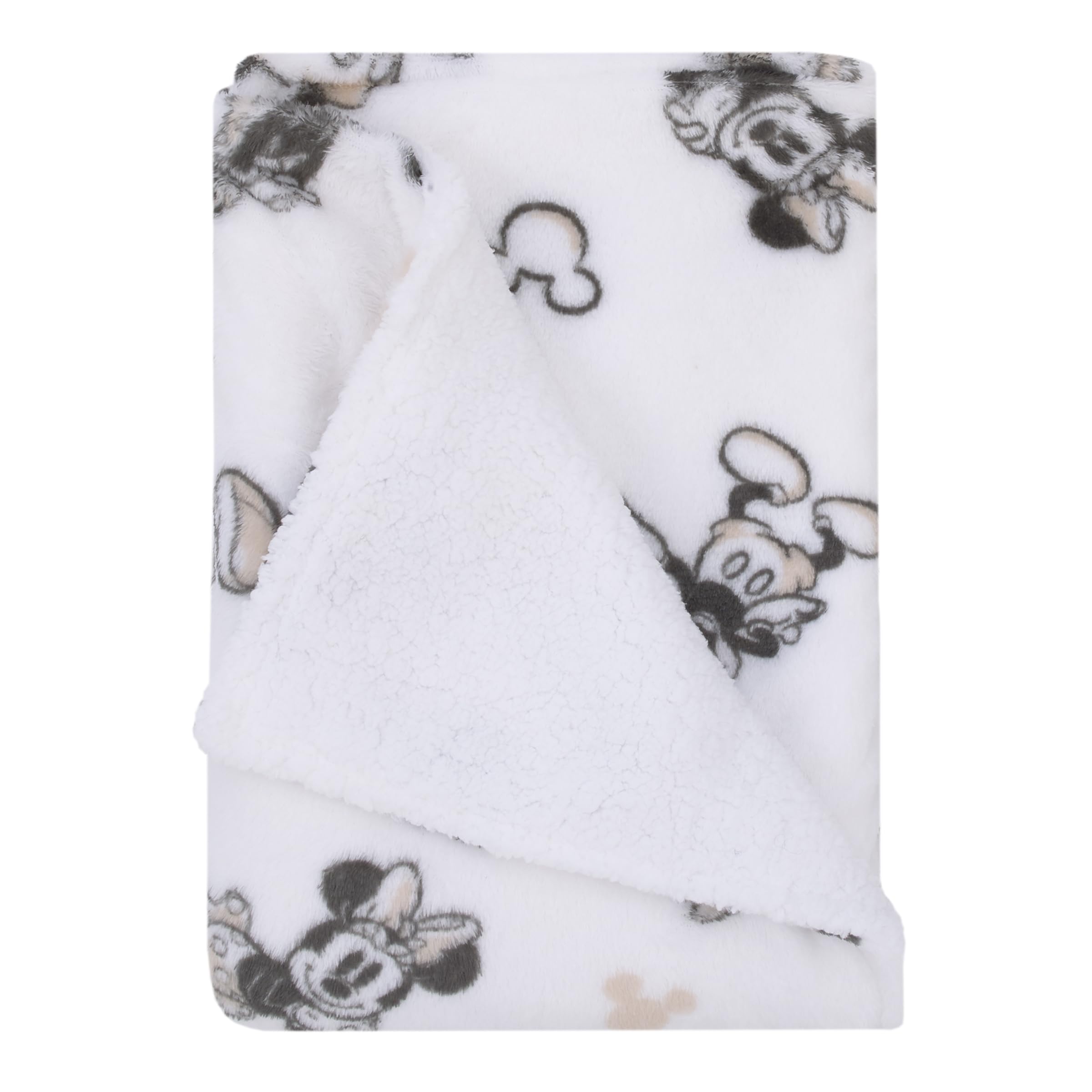 NoJo Disney Mickey and Minnie Mouse Black and White Super Soft Sherpa Baby Blanket