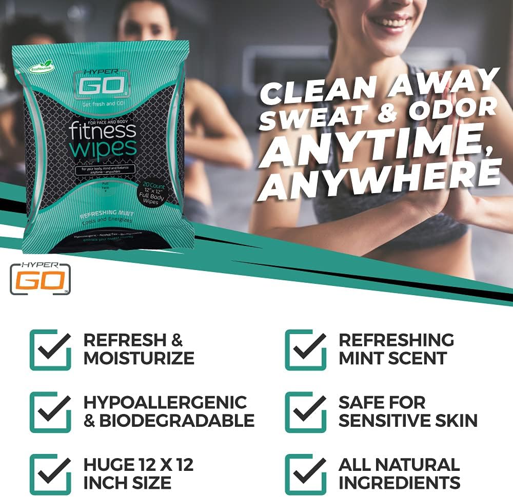 🔥 HyperGo Rinse-Free Hypoallergenic Biodegradable Bathing Wipes - All Natural Refreshing Wipe for Post Workout, Camping and Travel- Large, 10 Pack , Unscented Limited Stock HyperGo Rinse-Free Hypoallergenic Biodegradable Bathing Wipes - All Natural Refreshing Wipe for Post Workout, Camping and Travel- Large, 10 Pack , Unscented