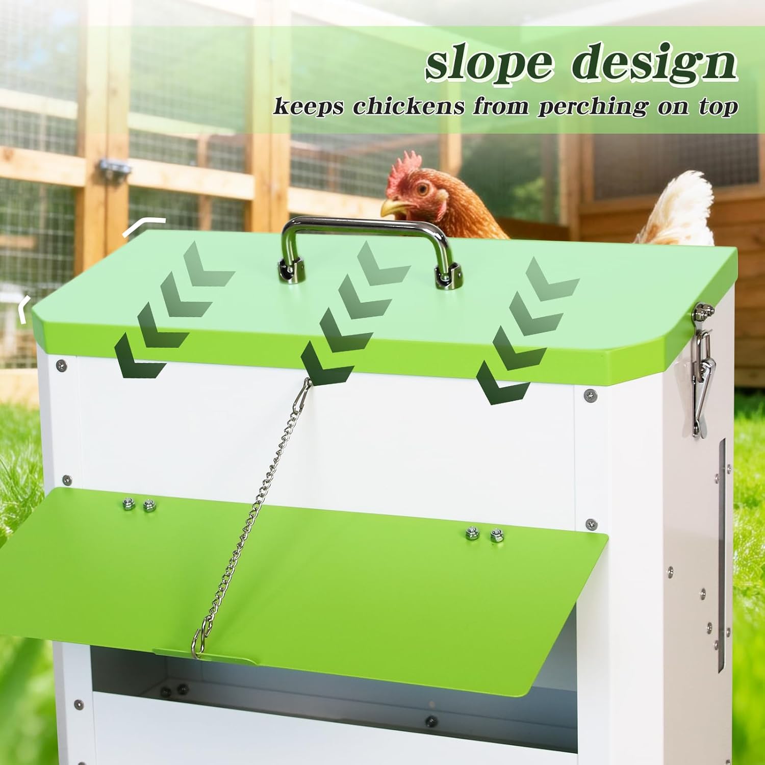 Automatic Chicken Feeder Hanging 22lb Capacity No-Waste Gravity Poultry Feeding Trough for Hens, Roosters, Ducks and Goose Coops
