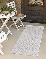Vista 36 de Unique Loom Outdoor Trellis Textured Collection - Alfombra espacial (2 x 3 pies, rectangular, aguamarina y marfil)