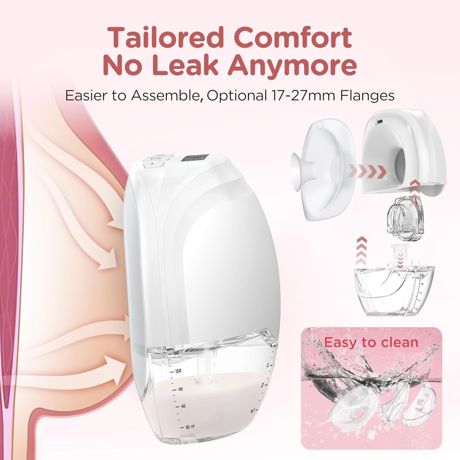 Jheppbay Wearable Breast Pump Electrical - Discreet Electric Breast Pump Hands Free Portable, Double Pump, 12 Levels 3 Modes, Longer Battery Life, BPA Free, 17/19/21mm Flange 7 71UFghSljYL. AC SL1500